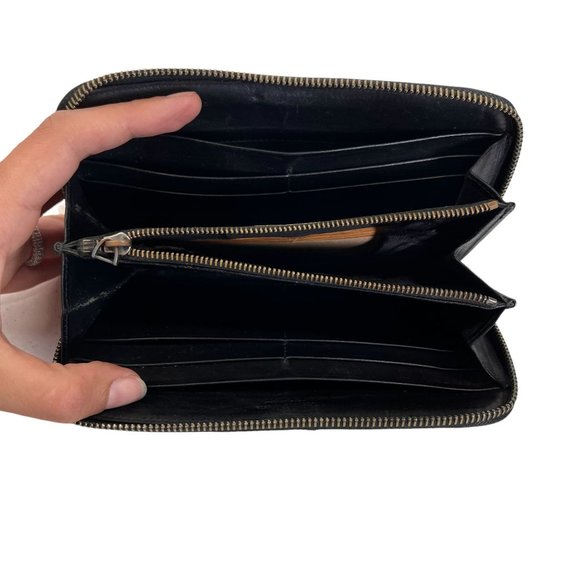 Authentic Bottega Veneta Wallet Long Round Fastener Intrecciato Black Vintage - Picture 10 of 11